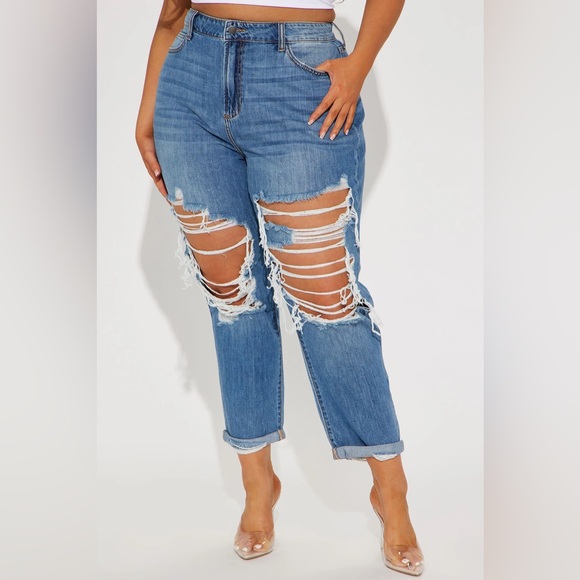 Fashion nova blue ripped jeans - size 3 - Picture 7 of 9